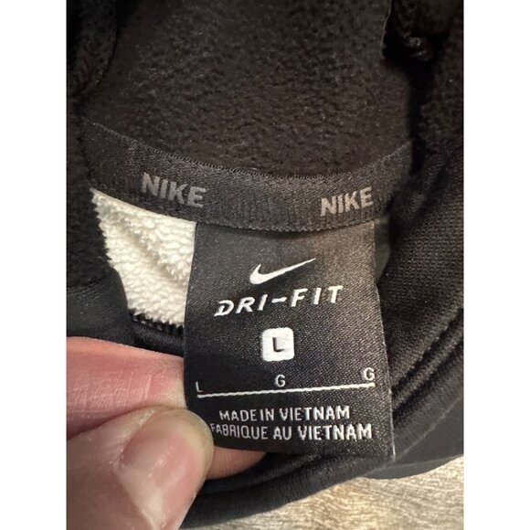 Nike Dri-Fit Gray & Black Pullover Hoodie Sweatshirt Large With Kangaroo Pocket - Picture 3 of 7